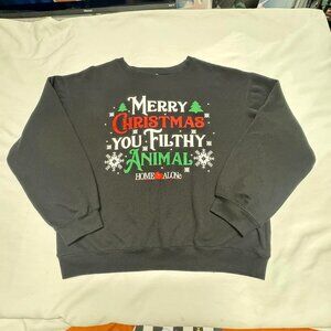 Black Ugly Christmas Sweater Home Alone Filthy Animal XL (16-17)